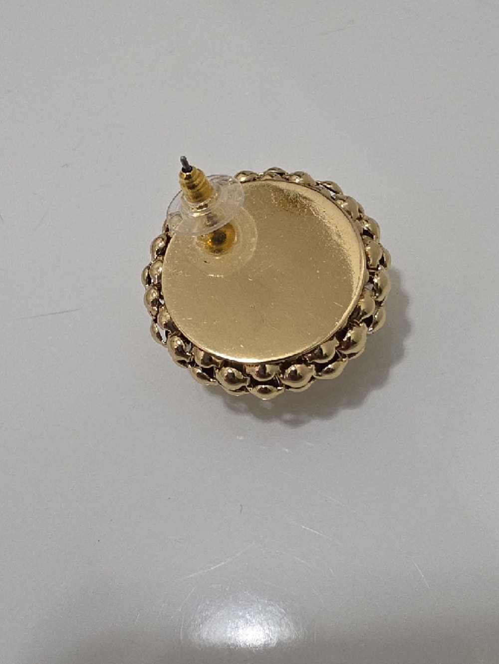 NWOT J Bloom Shiny Gold Textured Round Dome Earrings - Picture 2 of 5